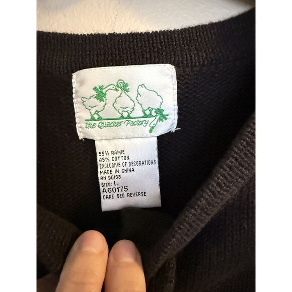 Quacker Factory Beaded Floral & Butterfly Cardigan Sweater - Size Large - Picture 3 of 5